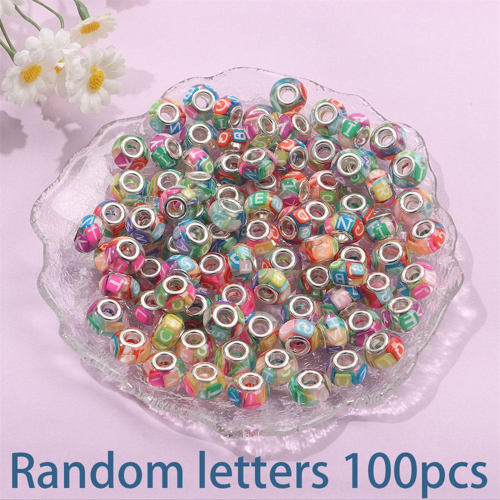 30/50/100pcs Letter Large Hole Beads European Craftsmanship Beads Large Hole Interval Beads DIY Jewelry Bracelet Necklace Earrings Jewelry Making
