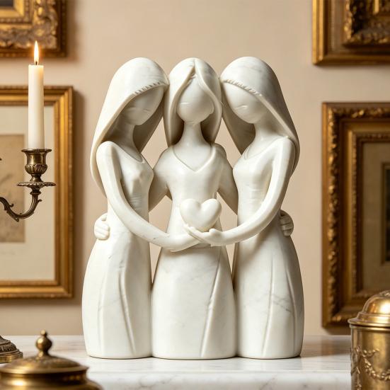 Sisters Friendship Statue 3D Printed 3 Sisters Figurine for Living Room Office Dorm Apartment Home Decor Heartfelt Gift for Women