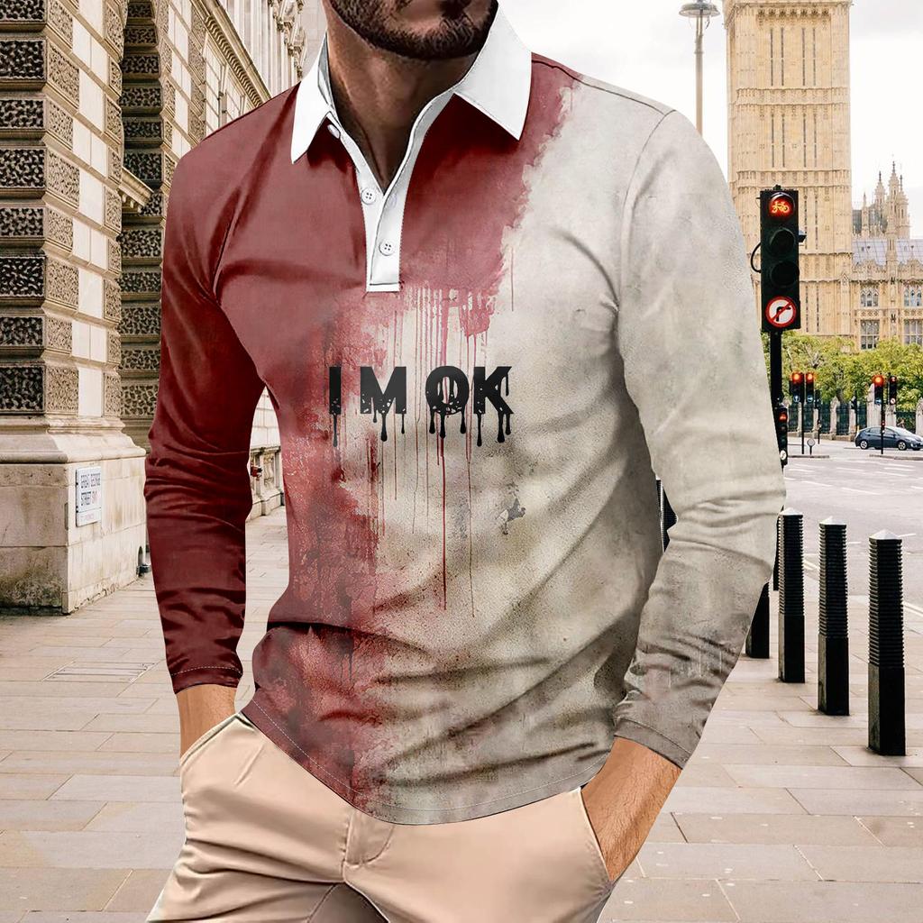 Herrenhemd mit langen Ärmeln und Knopfleiste, modisches, lässiges Oberteil