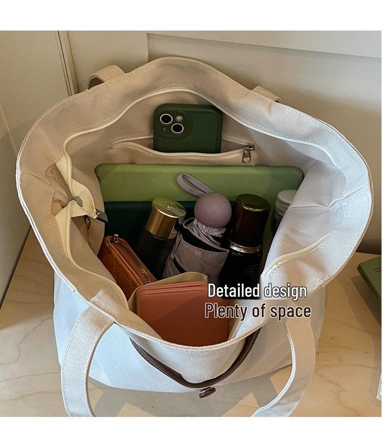 2026 Artistic Youth Canvas Shoulder Tote: Large Capacity, Versatile, Casual Bag for Students and Women