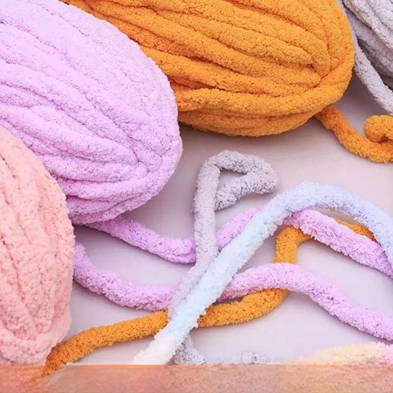 Handmade DIY Rainbow Adient Yarn Scarf Tail Line Finger Knitting Cozy Nest Cuion Thi Ice Strip Yarn