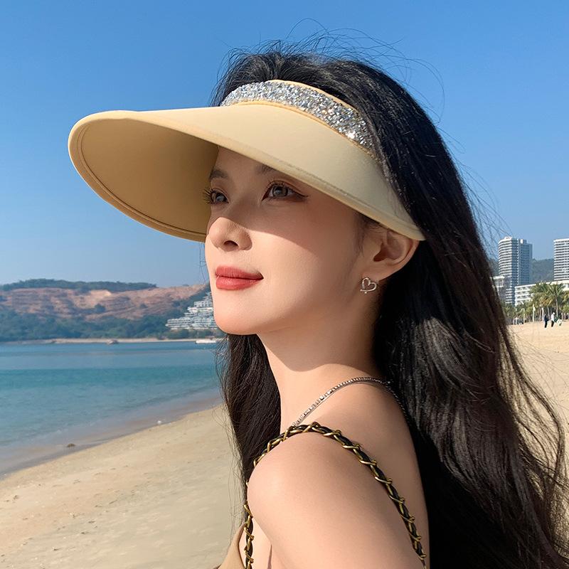 Summer Hat Women's Shade Sun Protection Sun Hat Empty Top Windshield Big Brim Outdoor Sports