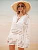 Women's Summer Hollow-Out Bell Sleeve Beach Dress with Texture