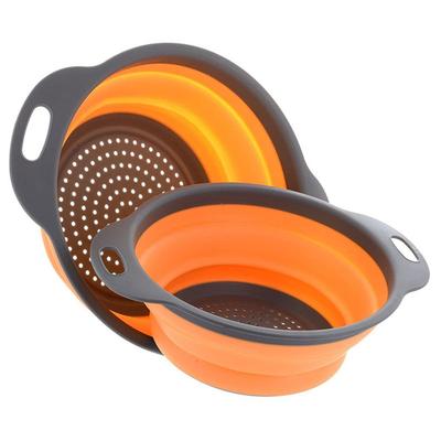 Zmart Collapsible Silicone Colander, Set of 2, for Draining Vegetables and Fruits, Washing, Basket, Strainer, Kitchen Tool