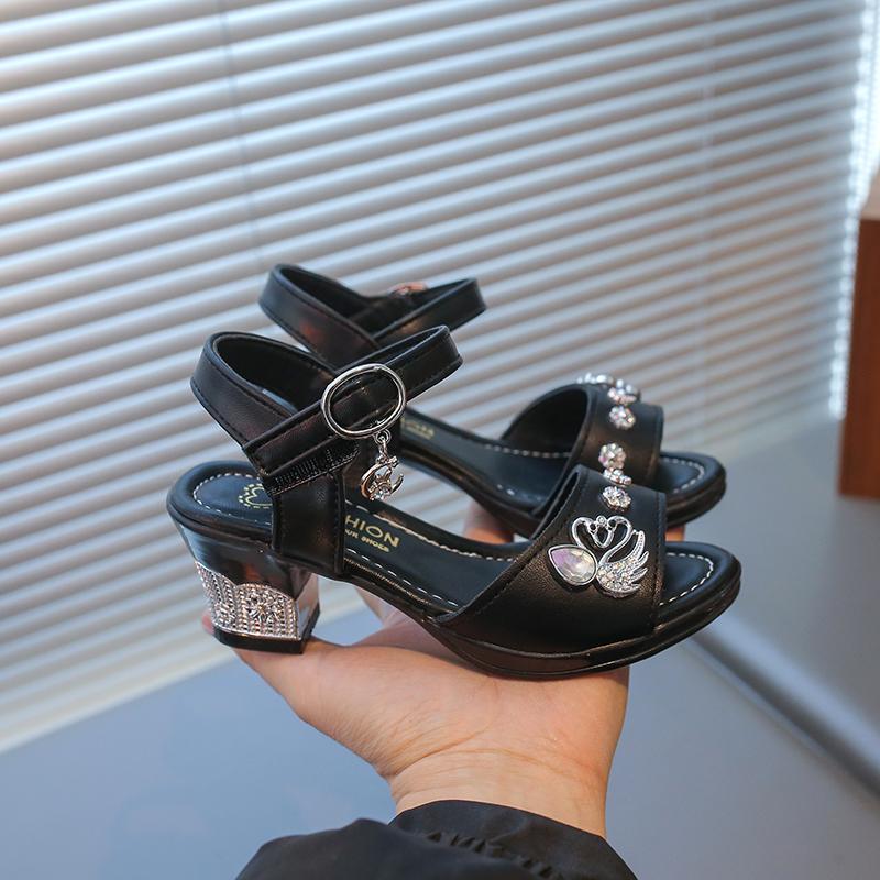 New Girls' Sandals for Children New Style for Summer Shoes for Middle and Large Children High Heels