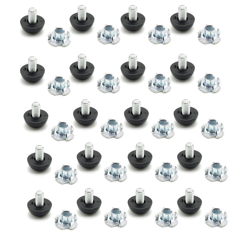 

20 Pack Multipurpose Adjustable Furniture Levelers M8Threaded Leg Extenders for Chairs Desks Cabinets Shelves