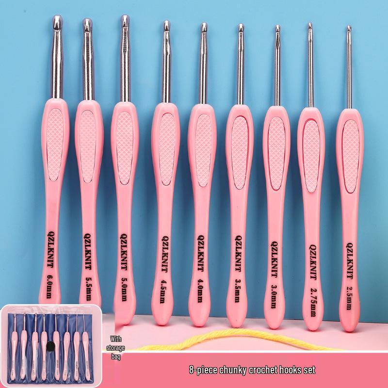 Stainless Steel Non-Slip Crochet Hook Set for DIY Knitting and Beginners