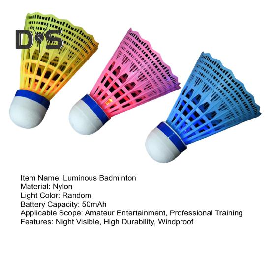 3/4 /8 Pcs LED Badminton Petecas Longa Duração Noite Visível Nylon Brilhante Petecas À Prova de Vento Iluminação Badminton para Jogo Noturno