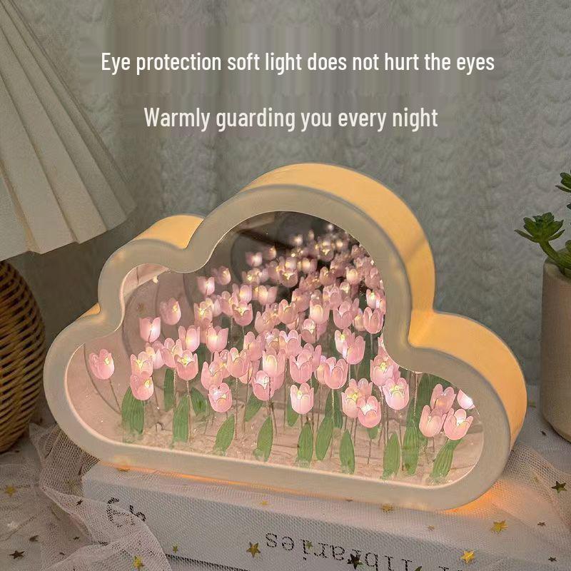 

DIY Educational Building Blocks - Handmade Cloud Flower Tulip Night Light for Enhancing Hand-Eye Coordination