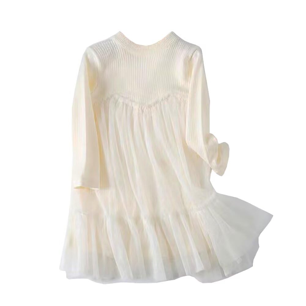 

Kuhvvse Детское Длинное Однотонное Детское Платье для Девочек, Милое, Детское Платье, Рукав, Тюль, Отрезное по Линии Талии, Цвет, Платье, белый