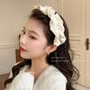 Women's Wide-Brimmed Pleated Frilly Headband for Face Washing, Celebrity Style, Cloud-Scrunchie Design