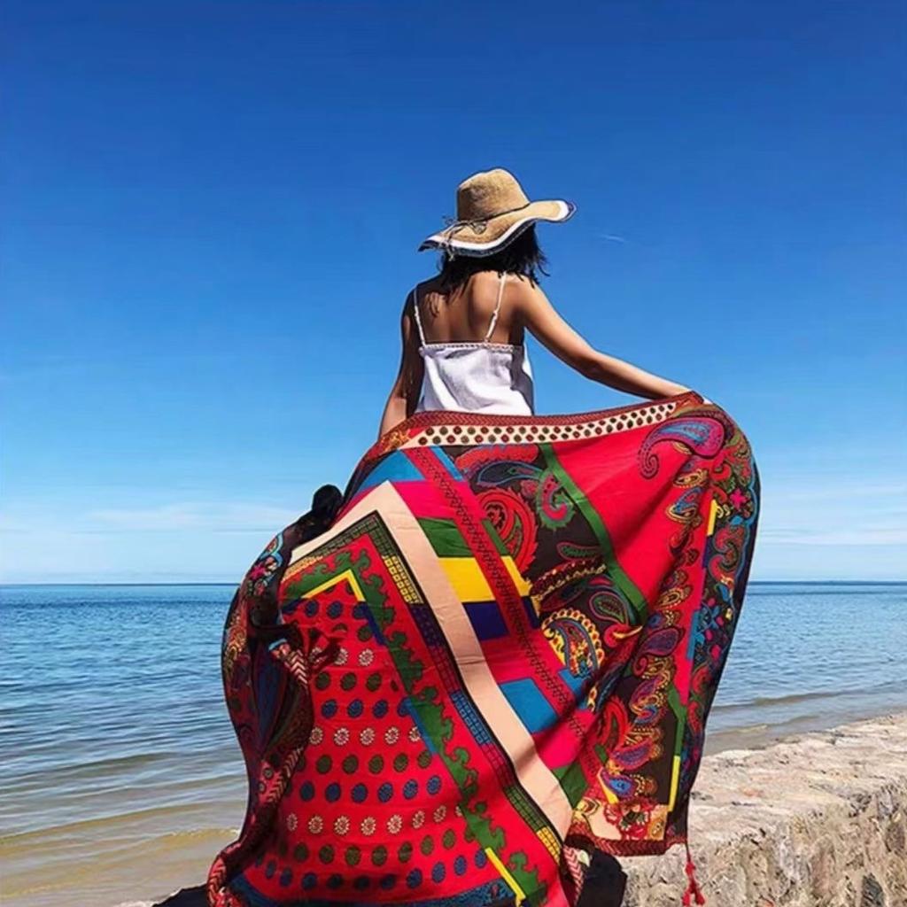 Chaka Salt Lake Great Northwest Tourism Ethnic Style Scarf Silk Scarf Women'S Summer Seaside Beach Shawl Sunscreen Thin