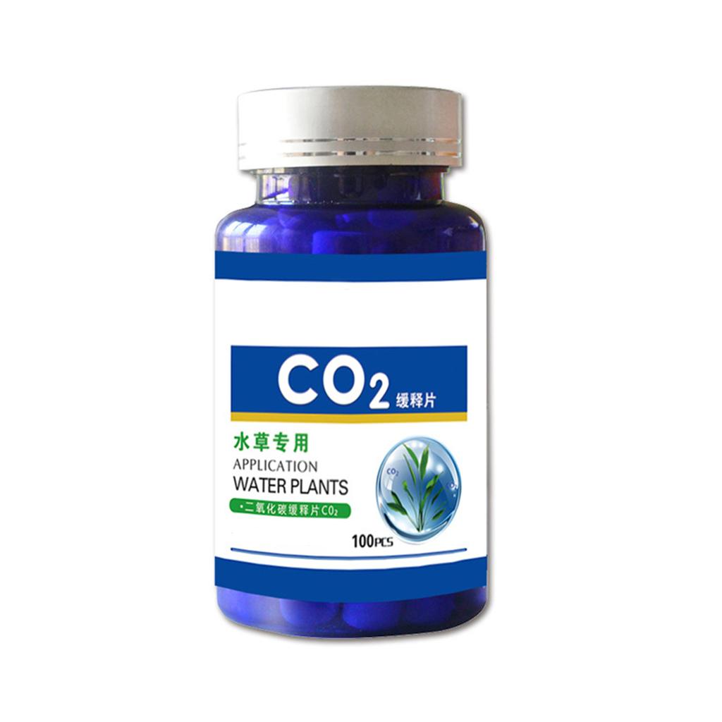 Tablety CO2 pro vodní rostliny Tablety s pomalým uvolňováním oxidu uhličitého pro akvária 100 tablet v lahvičce Dlouhotrvající šumivé tablety oxidu uhličitého
