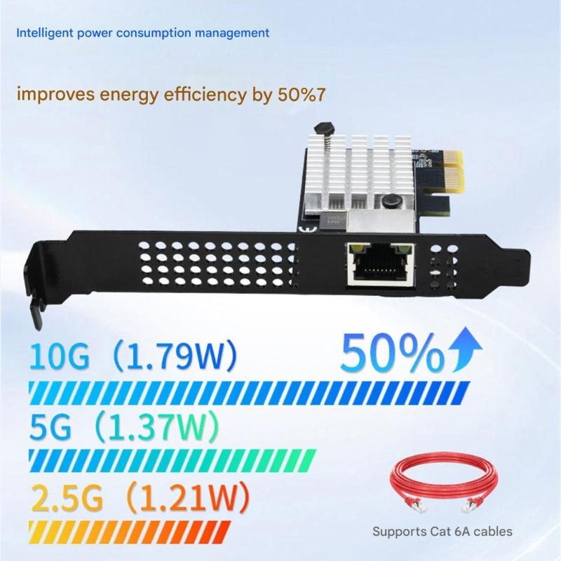 PCIe4.0 X1 10Gbps Ethernet Card Optimized For Gaming NAS Servers Using Advanced 8127 Controller Chip