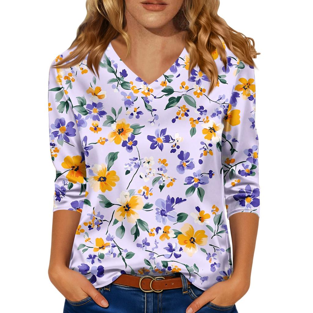 Kadınlar İçin Şık 3/4 Uzun Kollu Gömlekler İş Günlük Kıyafet Üstleri