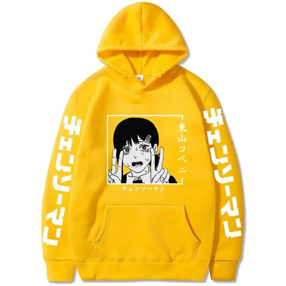 Harajuku Anime Chainsaw Man Hooded Higashiyama Kobeni Printed Men Women Hoodies Aesthetic Trendy Streetwear Classic Pullover Unisex Sweatshirt