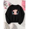 Girls' Crewneck Sweatshirt Cute Pig with Flower Crown And Leaves Machine Washable, Spring And Autumn