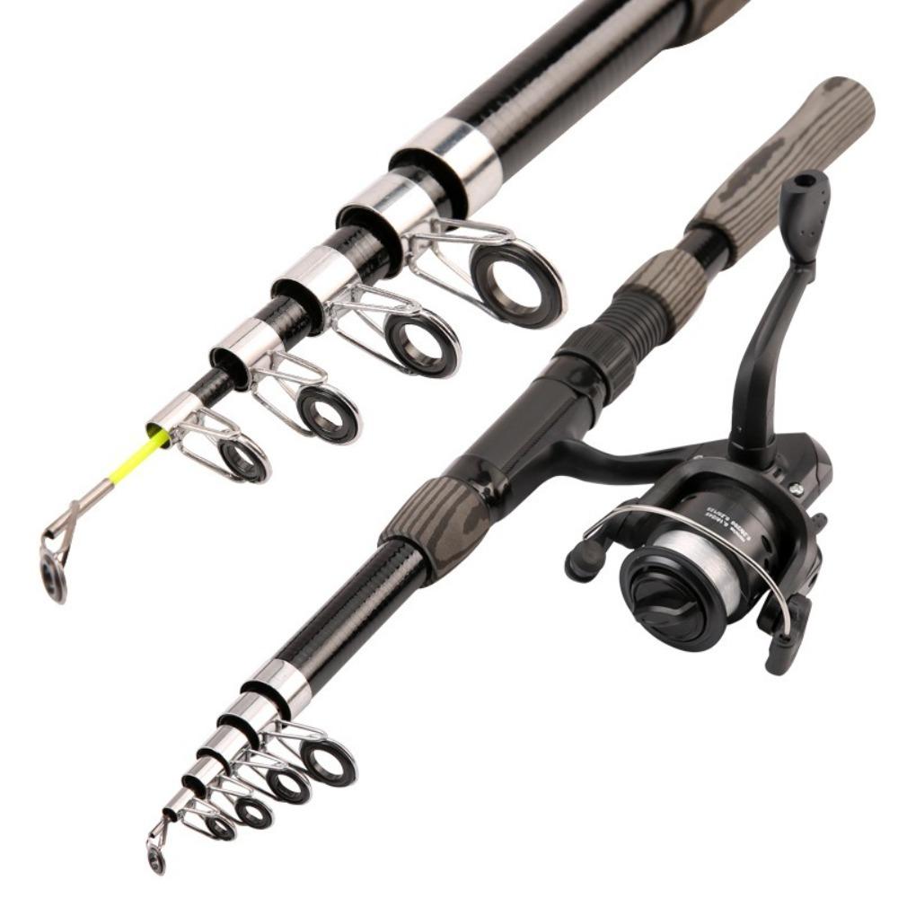 Fiberglass Material Fishing Rod 1.8m 2.1m Length Spinning Reel Spinning Reel Kit Telescopic Design Telescopic Pole Set