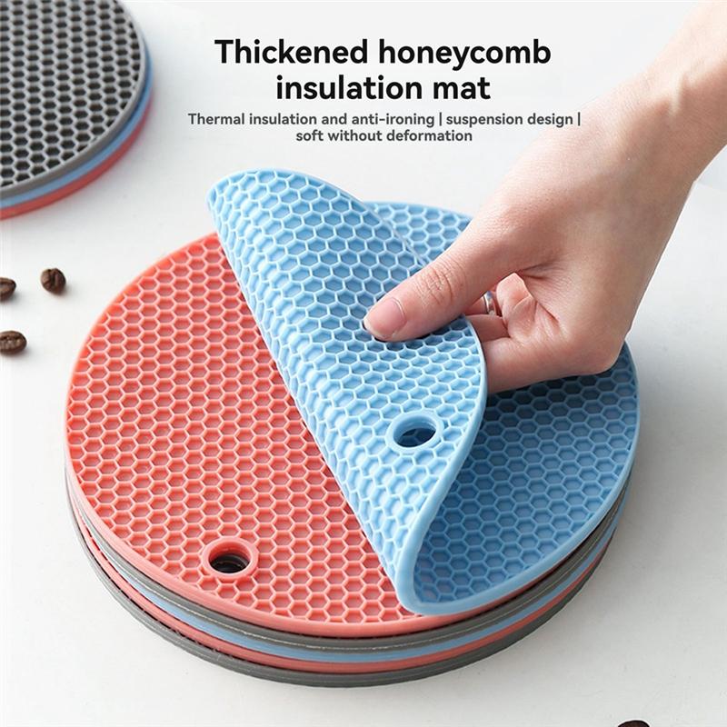 

Promotion! Heat-Insulating Round Silicone Table Mat For Kitchen, Non-Slip Thick Coffee Cup Coasters помаранчевий