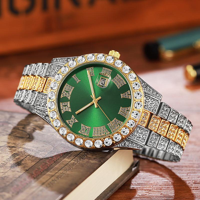 Ceas 2025 Bărbați Personalitate Stil Hip Hop Roman Diamant Cuarț Ceas Bărbați