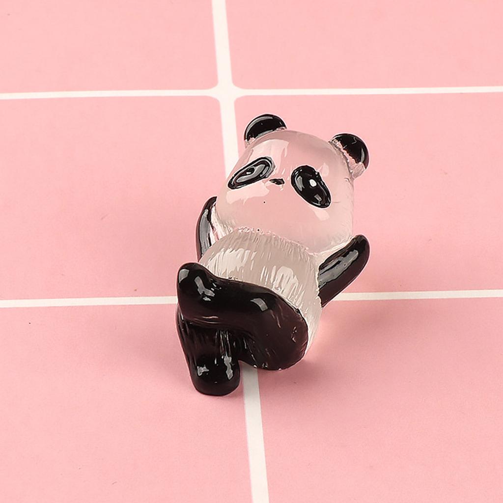 5xMini Glowing Panda Figurines Resin Statue Micro Landscape Ornament Glowing In Dark Miniature Decor for DIY Phone Case