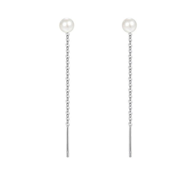 

BELLA BOX Pure Silver Needle Ear Thread French Super Fairy Long Grey Pink Pearl Tassel Ear Chain белый