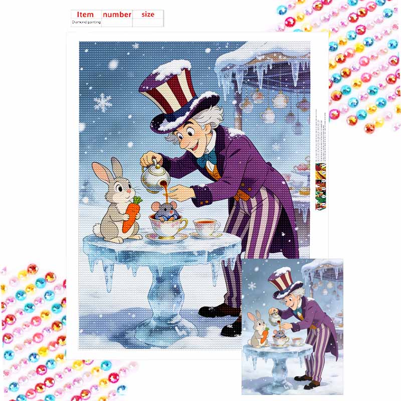 Disney Mad Hatter tea party diamond painting kit handmade diy5D home decoration gift Round 20x30cm
