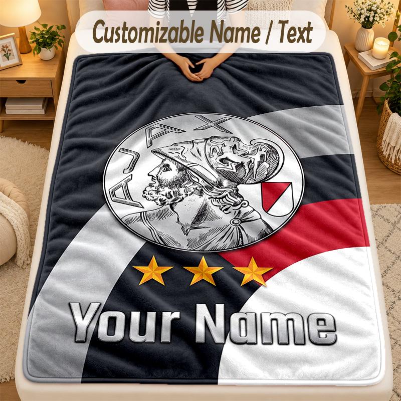 Flannel BlanketAjax Amsterdam Custom Name Text Personalized Soft Warm Throw Blanket Home Decor Gift