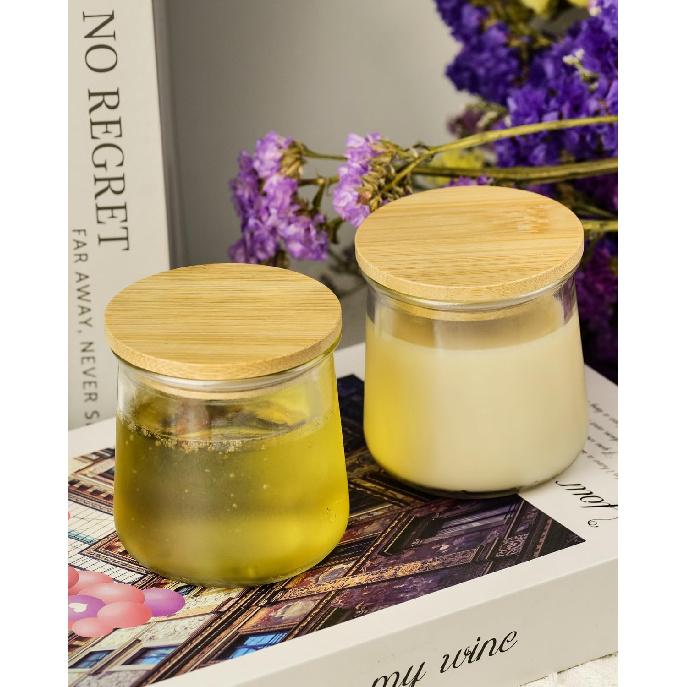 Oui Yogurt Jar Lids 6 Pack, Bamboo Covers Perfect for 5Oz Oui Yogurt Jars, Food-Grade Reble Wooden Canning Lids with Airtight Seal Ring