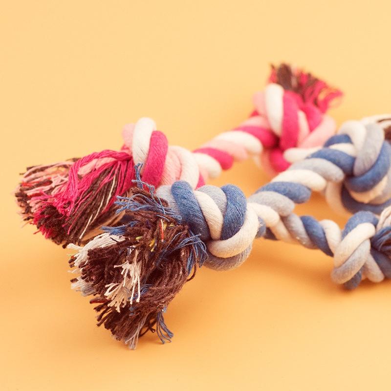 Zufällige Farbe Haustier Hundespielzeug Beißseil Doppelknoten Baumwollseil Lustiges Katzenspielzeug Beißfest und Scharfe Zähne Haustierbedarf Welpenspielzeug