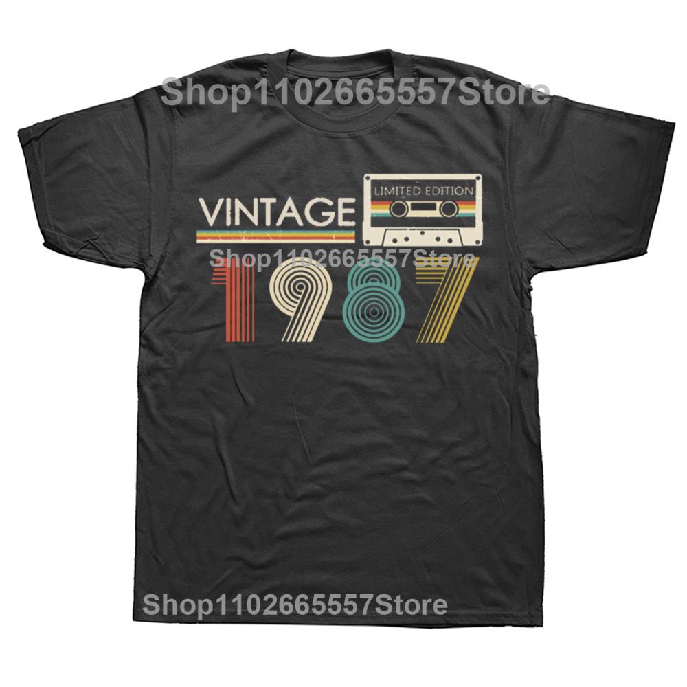 Funny Made In 1987 37th Cassette Tape Graphic T-shirts Men Women's Fashion Casual Tshirt 100% Cotton Loose Oversized T Shirt