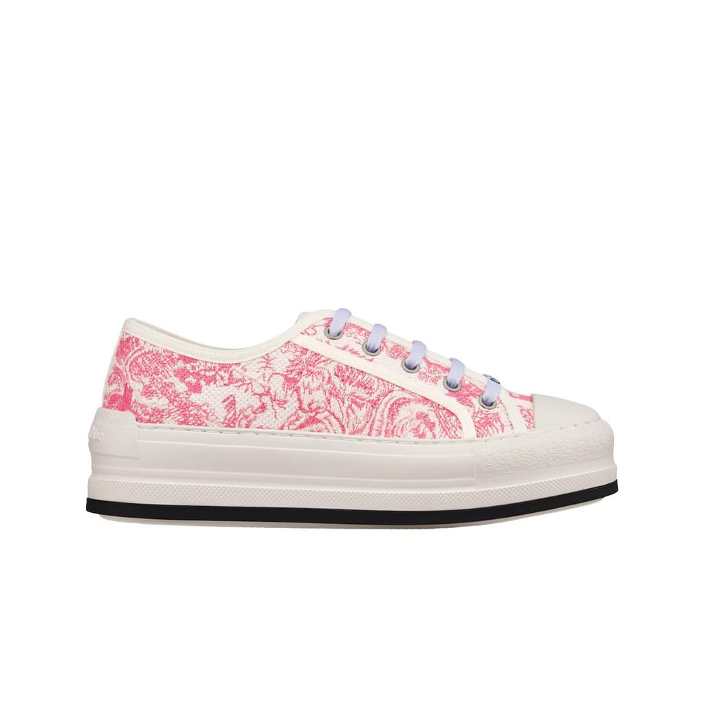 (w) Dior Dioriviera Walk'n'dior Platform Sneakers Cotton Embroidered With Toile De Jouy Sauvage Motif Candy Pink