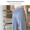 2025 Women's Checkered Wide-Leg Ice Silk Pants - Slim-Fit, High-Waisted, Draped, Summer & Spring