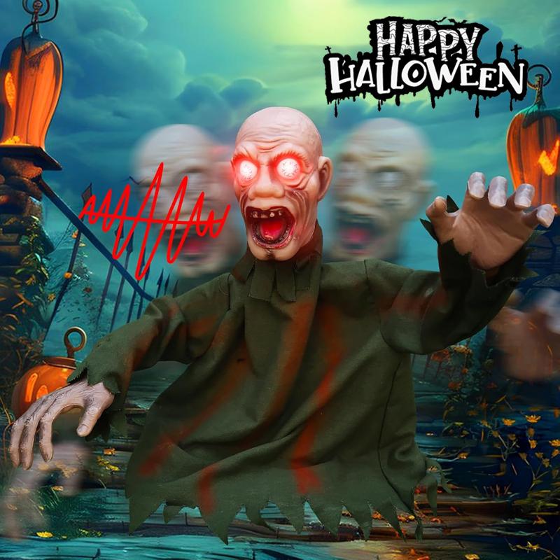 Motion Activated Swinging Horror Decor Voice Sensor Halloween Props Scary Inserted Outdoor Terrifying Hallowmas Ornaments