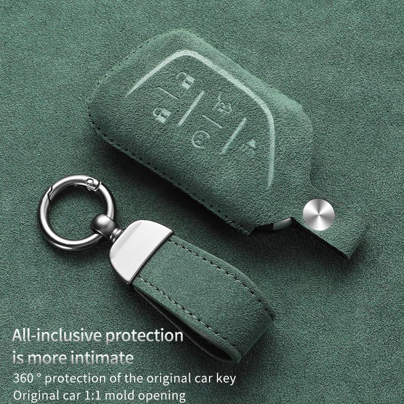 Suede Leather Car Key Case For Cadillac CTS CT4 CT5 Escalade 2021 2022 2023 Key Fobs Protector Cover Holder Shell Accessories