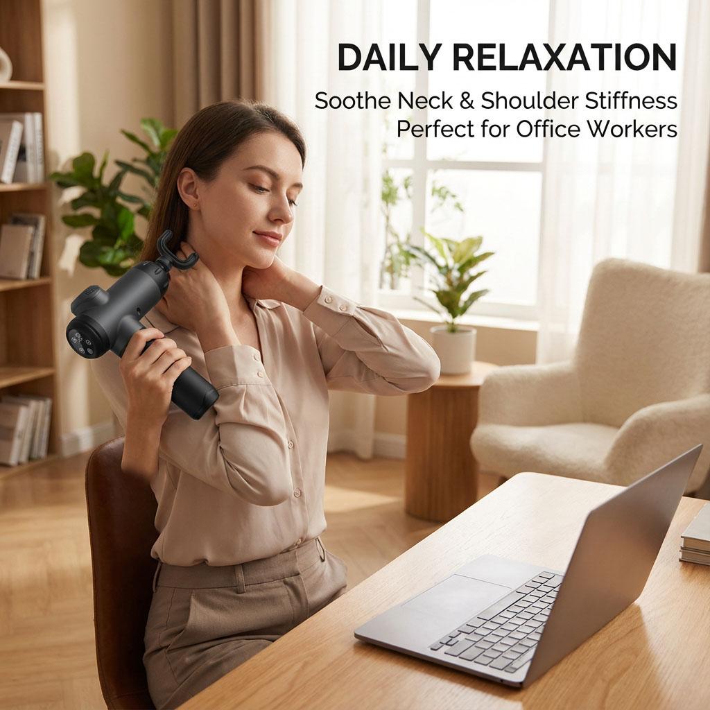 Smart LCD Touch Screen Massage Gun Electric Muscle Relaxer. 99 Gears Powerful Deep Tissue Massager with 8 Heads Type-C Rechargeable.