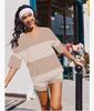 Spring/Summer Women's Striped Short-Sleeve Top & Casual Shorts Two-Piece Sportswear Set