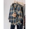 Women's Trendy Plaid Long-Sleeve Shirt Jacket for Autumn/Winter