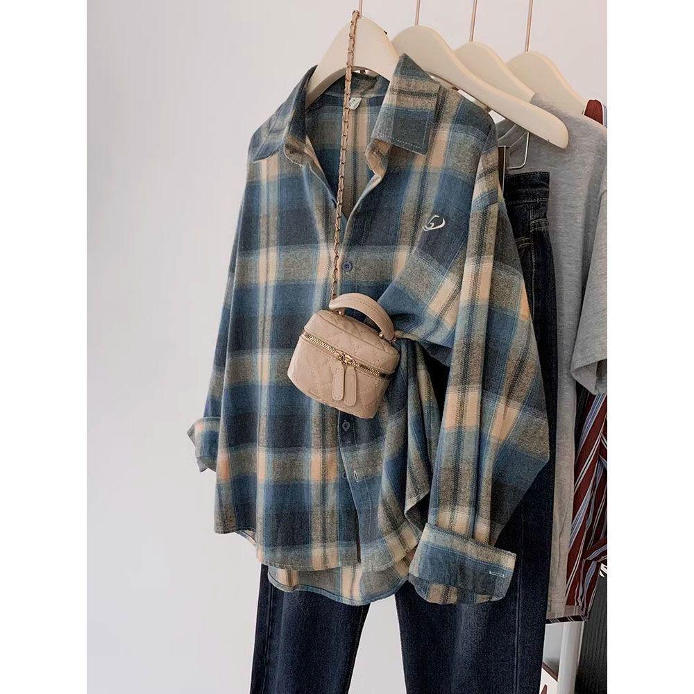

Women s Trendy Plaid Long-Sleeve Shirt Jacket for Autumn/Winter M (80-105 cm)