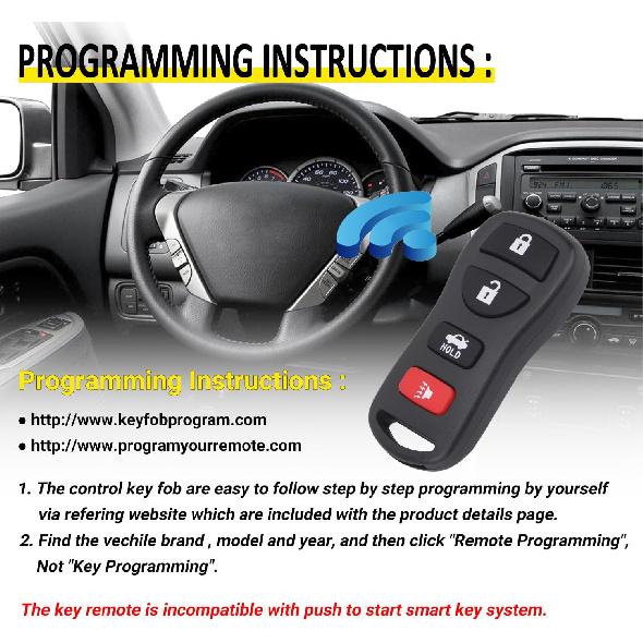 Keyless Entry Remote Control Car Key Fob Compatible with Infiniti EX35 FX35 FX45 I35 G35 QX56, Nissan Altima Armada Maxima Quest Sentra 350Z,