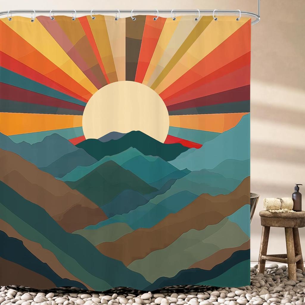 Czarny Kot Księżyc Zasłona Prysznicowa Mistyczna Noc Kwiat Wiśni Kwiatowy Gotycki Nowoczesny Estetyczny Tkanina Wodoodporny Poliester