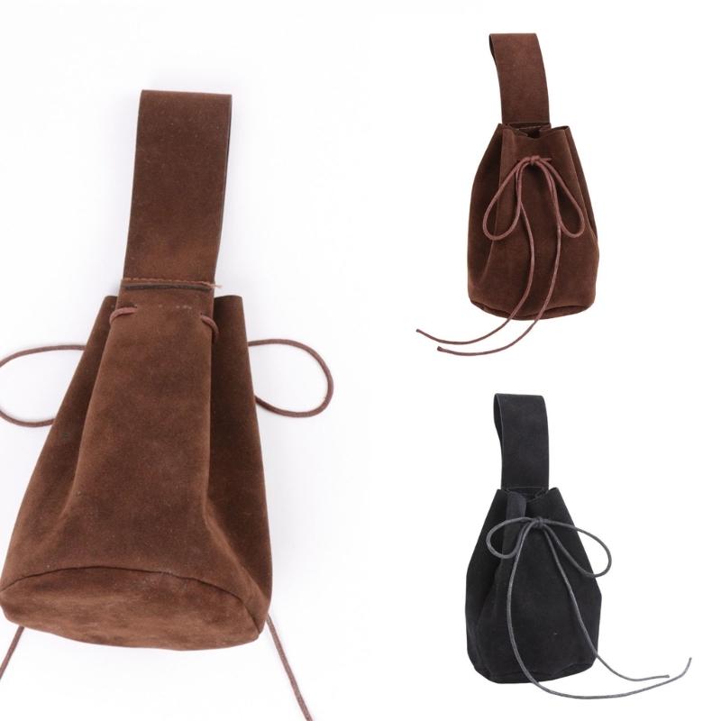 Medieval Leather Pouch Portable Drawstring Purse Medieval Belt Pouch Renaissances Belt Pouch Dices Bag for Men Womens