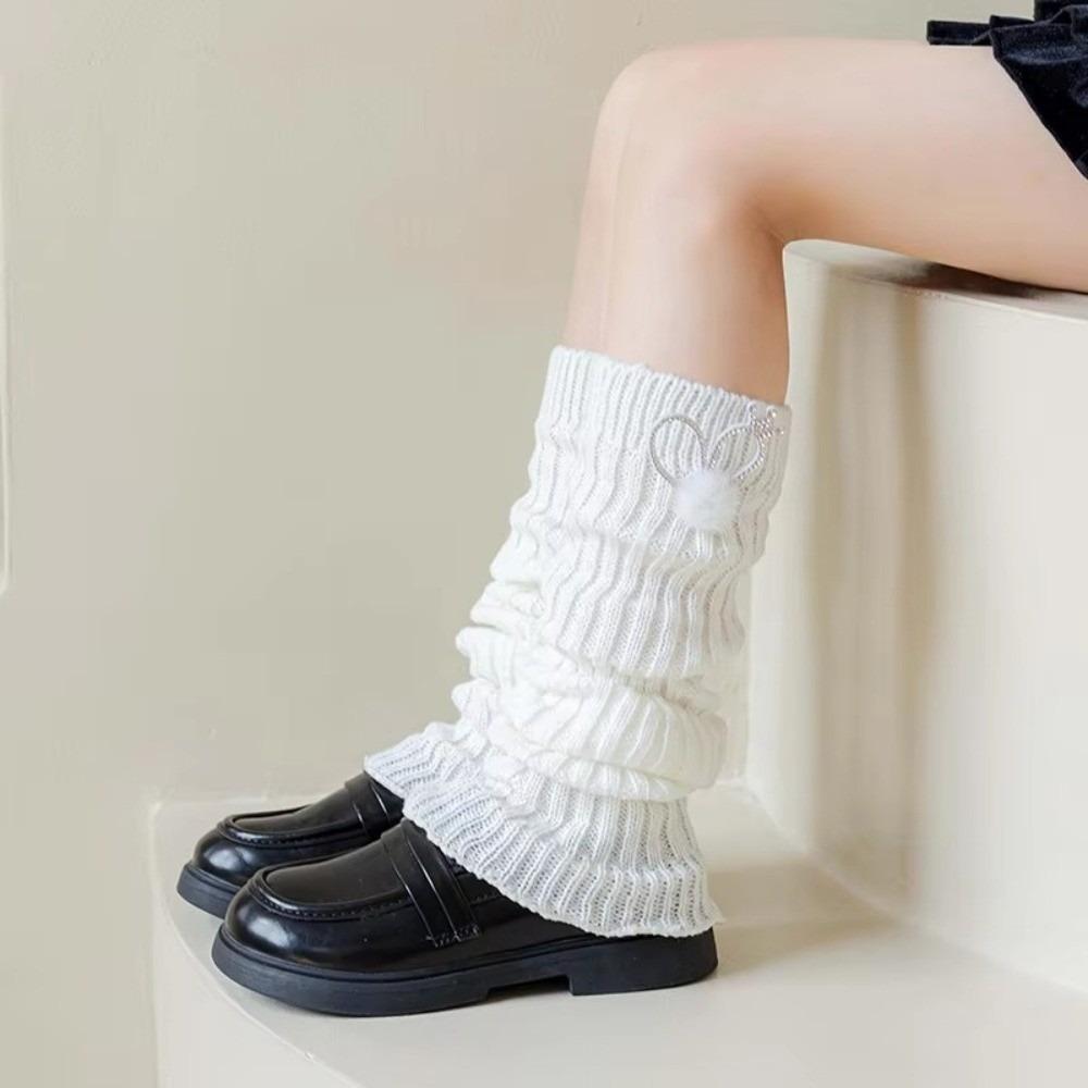 

Soft Cotton Leg Warmers Socks Plush Ball Children Pile Sock Sweet Boot Sleeve Kids білий