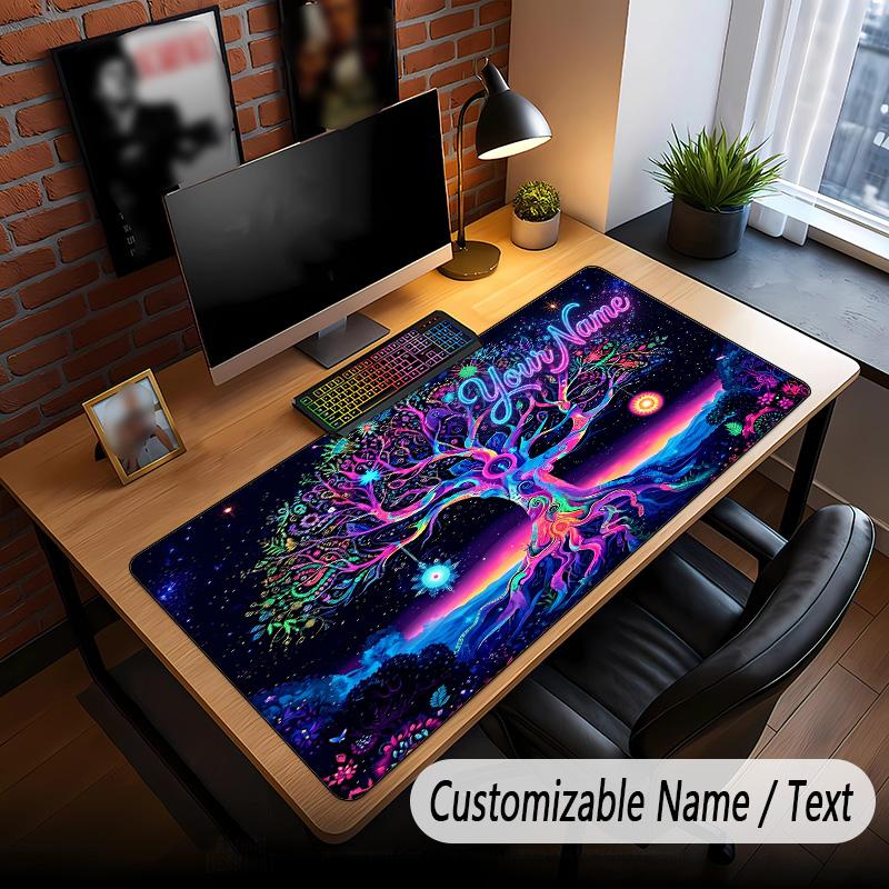 Tree of Life Theme Custom Mouse Pad Personalized With Name Text Customized Desk Mat For Office Home Decor