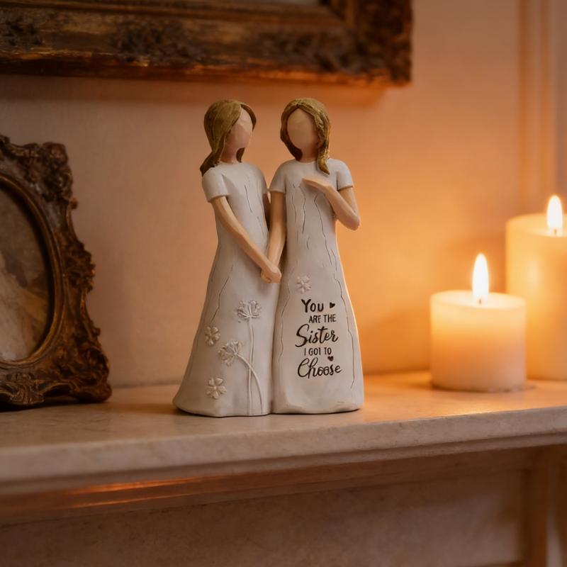 Resin Sister Statue Representing Friendship For Home Office Shelf Decors And Birthday Christmas Holiday Gift Present