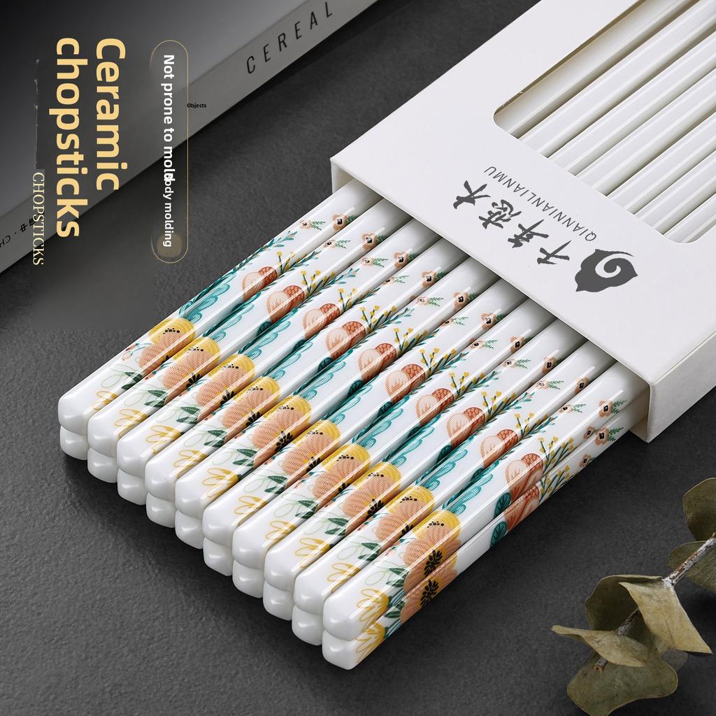 Creative Cotton Flower Ceramic Chopsticks for High End Household Use, Antibacterial, Anti Mold, Anti Slip, Moisture Resistant