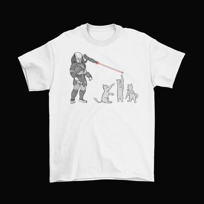 Predator Laser Cats T-skjorte Unisex Morsom Voksen Bomull Alien Film Ny
