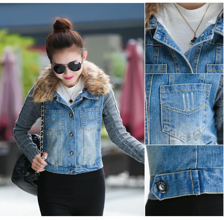 denim jacket with wool sleeves