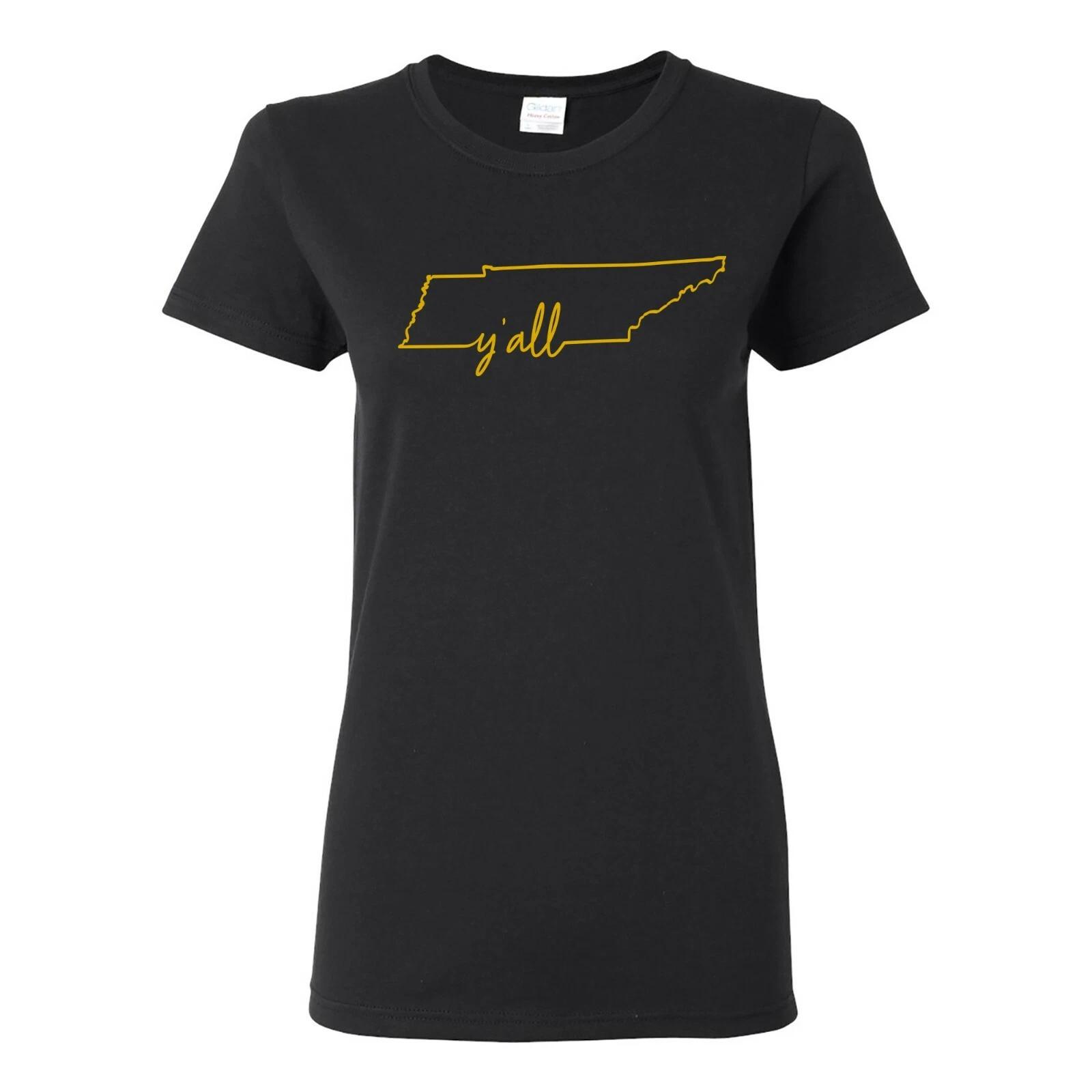 Tennessee Y all State Outline - Womens T-Shirt - Black 3XL