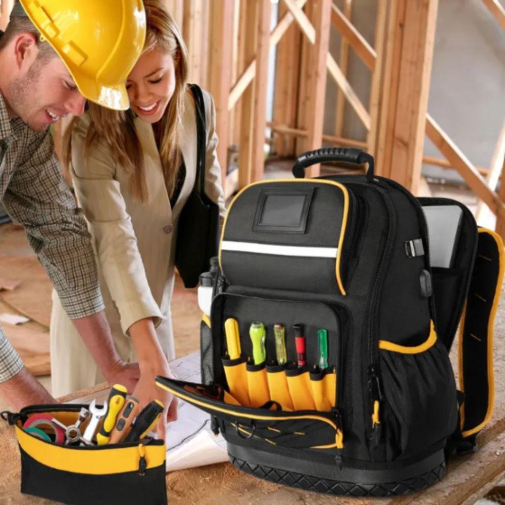 Black Color Tool Backpack Lock Feature Toolkit Portable Tool Storage Bag  Portable Use